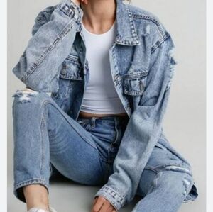 American Eagle Distressed Denim Jacket Women’s XS